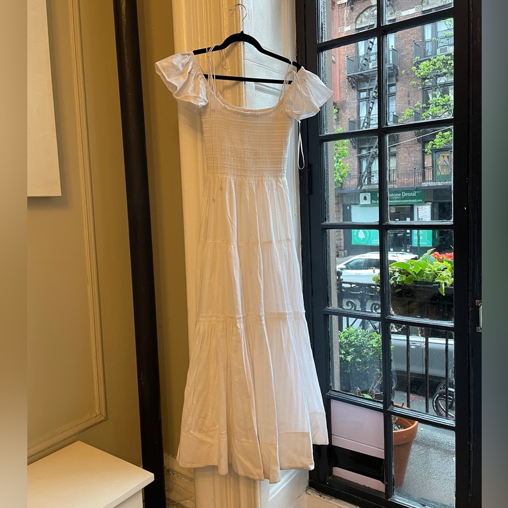 La Ligne Smocked Dress - White SMALL